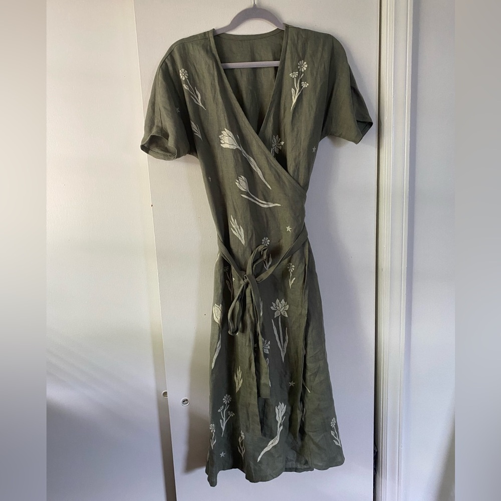 Sister Nettle Chamomile Linen Wrap Dress size XS/S